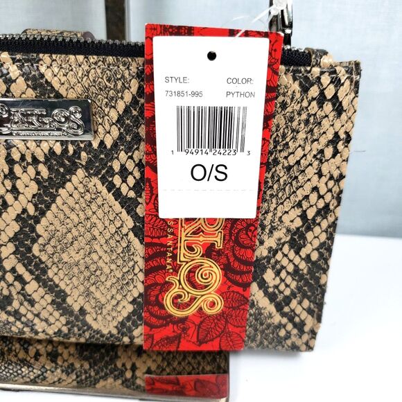 Carlos Santana Tan Gray Snakeskin Purse Crossbody Bag Buckle Strap New With Tags - Picture 4 of 16
